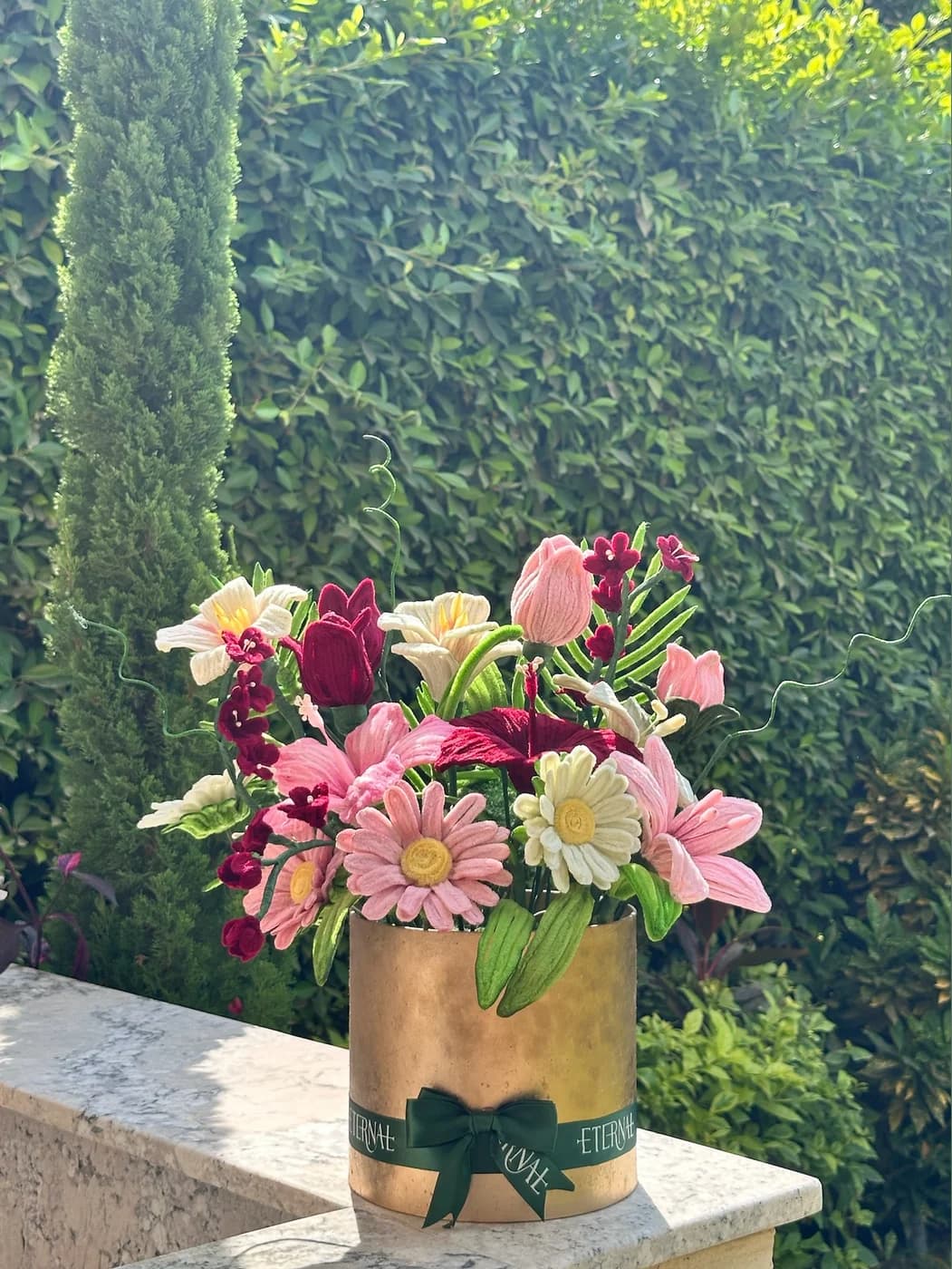 Pink & Burgundy Tulip Vase Arrangement