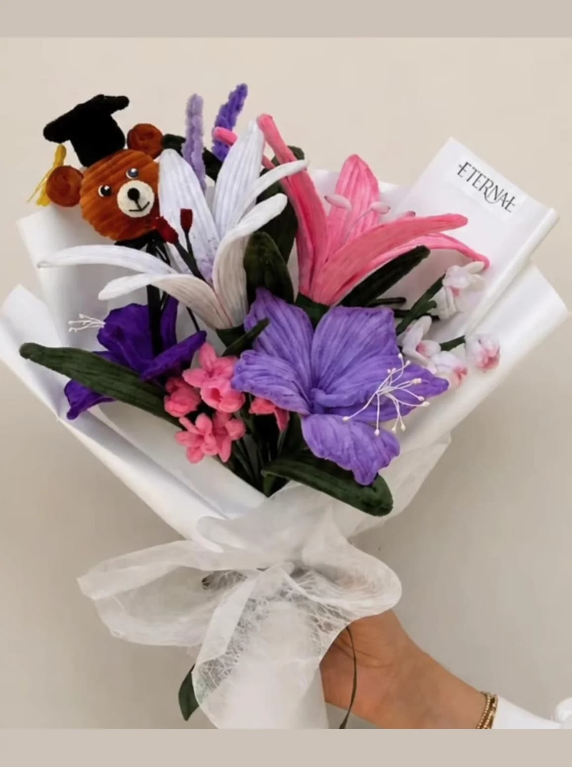 Purple Lily Teddy Bouquet