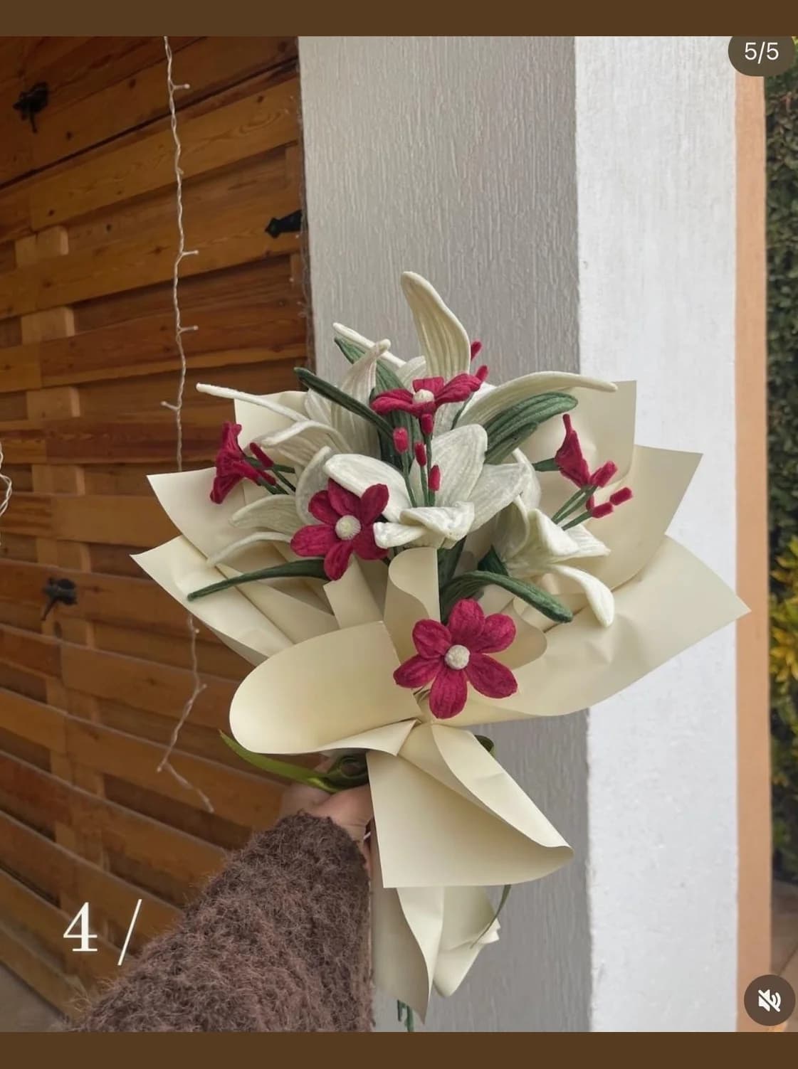 White Lily & Burgundy Accent Bouquet
